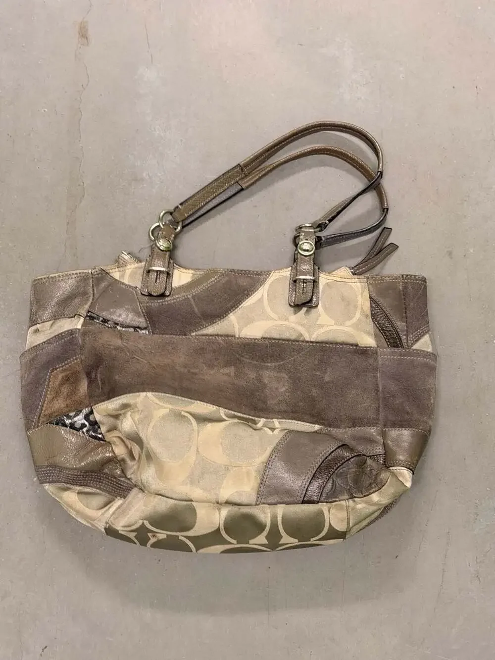 Coach Patchwork Signature Canvas and Leather Shoulder Bag